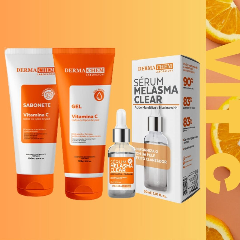 SkinCare Vitamina C Sérum Mousse Máscara Água Micelar Esfoliante - Phállebeauty