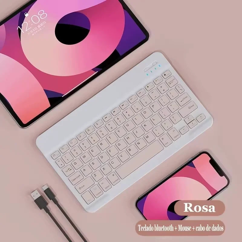 Teclado + Mouse Sem Fio Bluetooth Recarregável
