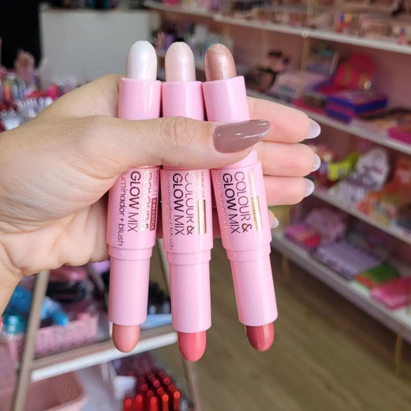 Mix de Iluminador e Blush em Bastão Glow - Rosa 21