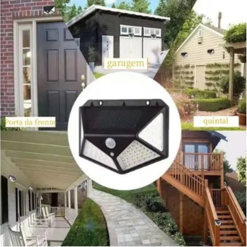Luminária Solar com Sensor de Presença 3 Modos Prova D’Água LED Externa