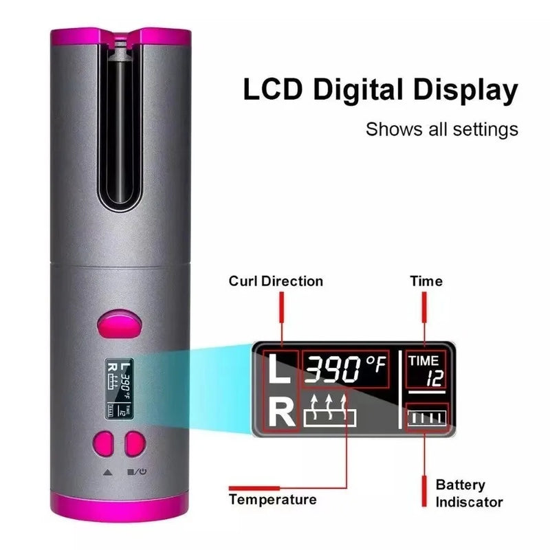 Modelador de Cachos Automático Portátil Sem Fio Baby Liss LCD 10000mAh