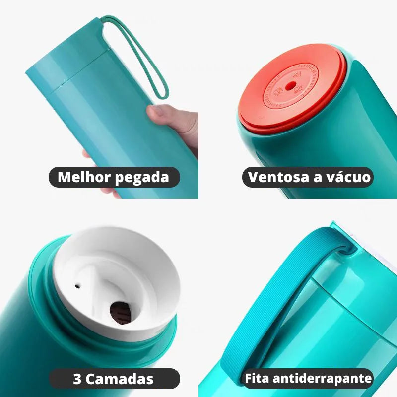 Garrafa Térmica Antiqueda -Resistente Á Prova de Vazamento Base de Ventosa 400ml