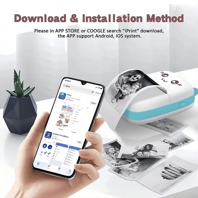 Mini Impressora Térmica Portátil Sem Fio – Fotos, Textos e QR Code