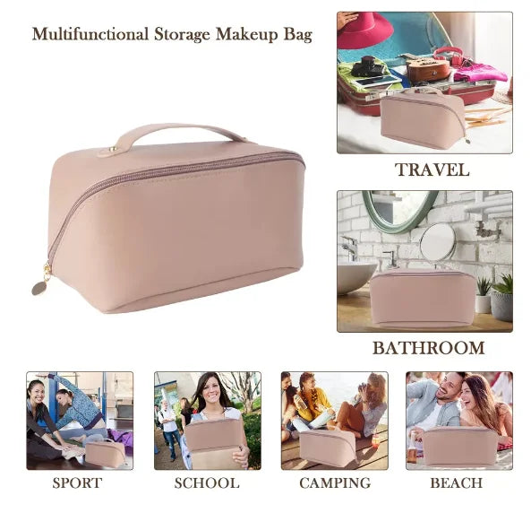 Necessaire Grande Capacidade -Couro Sintético. -Alta Qualidade