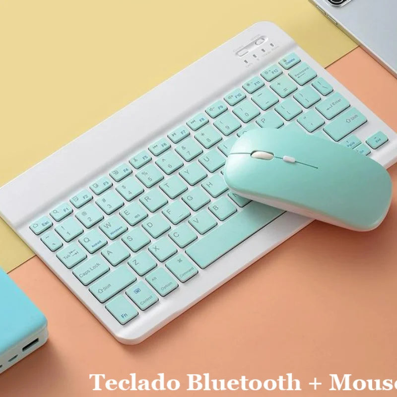 Teclado + Mouse Sem Fio Bluetooth Recarregável