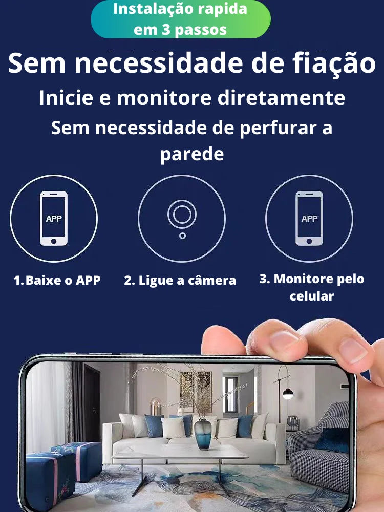 Mini Câmera de Segurança WiFi 4K A9 Visão Noturna 150° Detecção de Movimento