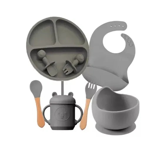Kit Alimentação Infantil em Silicone com 8 Peças (BPA Free)