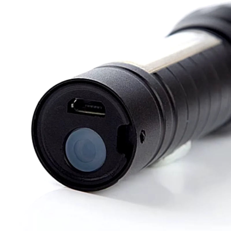 Lanterna Portátil Recarregável de Alumínio com Zoom e 3 Modos de Luz USB