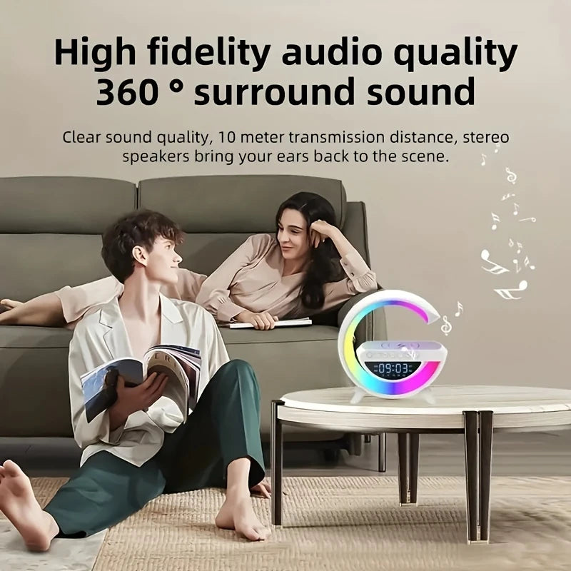 Luminária Bluetooth Inteligente Estilo Quente RGB Luz Carregador - Sem Fio Data/Hora/Mês G-speaker Smart Station