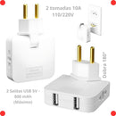 Adaptador de Tomada Bivolt com 2 portas USB - Carregador Universal.