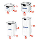 Potes Herméticos de Acrílico Empilháveis com trava + Etiqueta - 9 un