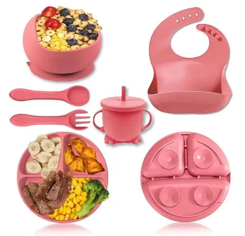Kit Alimentação Infantil em Silicone com 8 Peças (BPA Free)