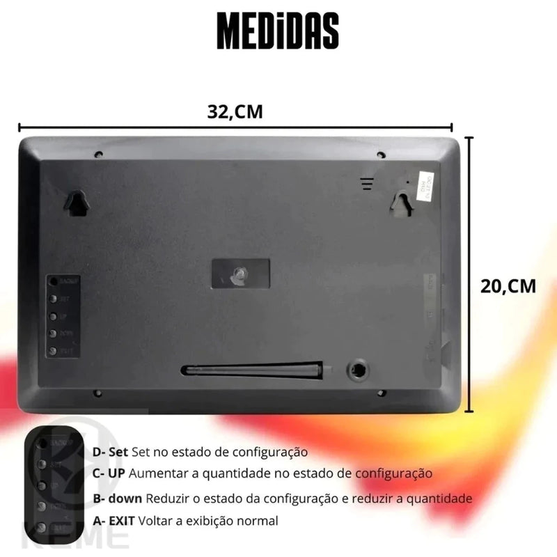 Relógio Parede Digital Grande Data e Temperatura