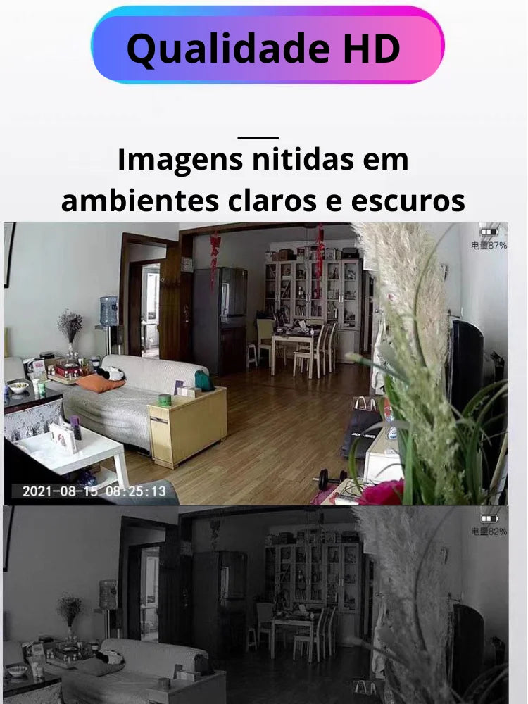 Mini Câmera de Segurança WiFi 4K A9 Visão Noturna 150° Detecção de Movimento