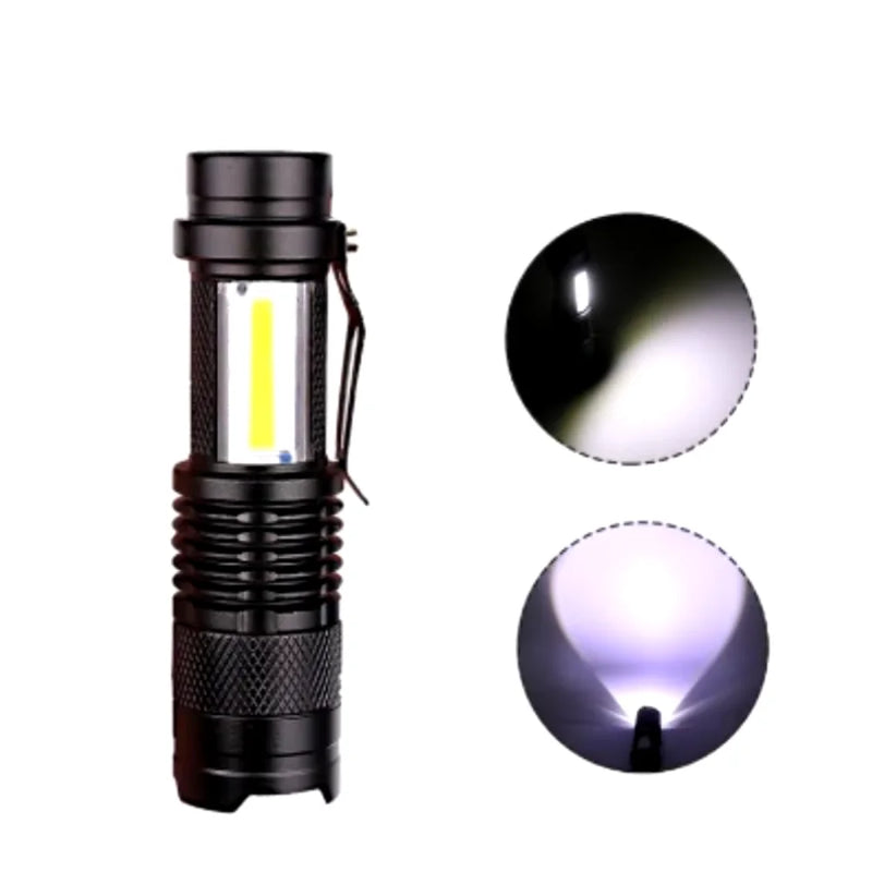 Lanterna Portátil Recarregável de Alumínio com Zoom e 3 Modos de Luz USB