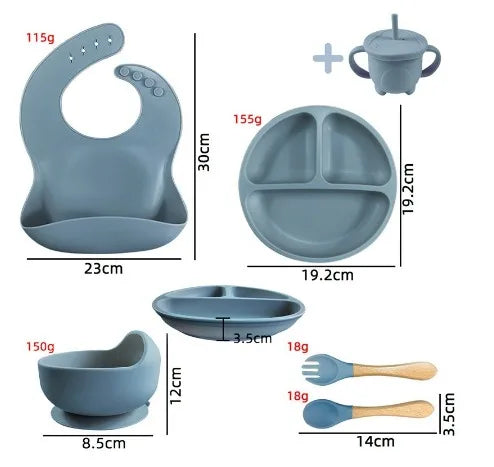Kit Alimentação Infantil em Silicone com 8 Peças (BPA Free)