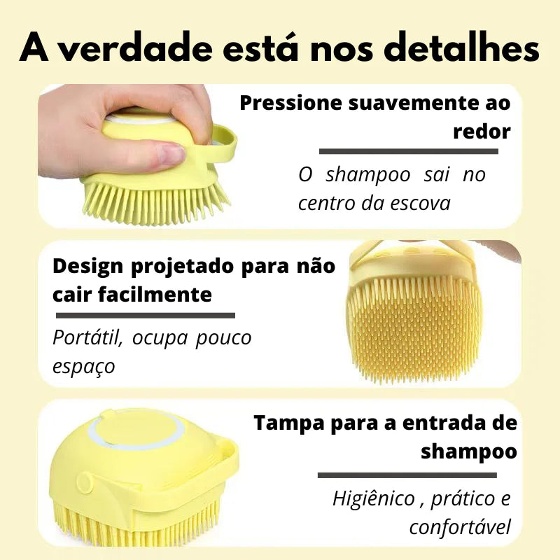 Escova com Dispenser para Pets -Bucha Silicone