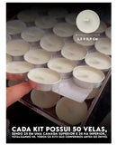Kit 50 Vela Brancas com Suporte de Alumínio