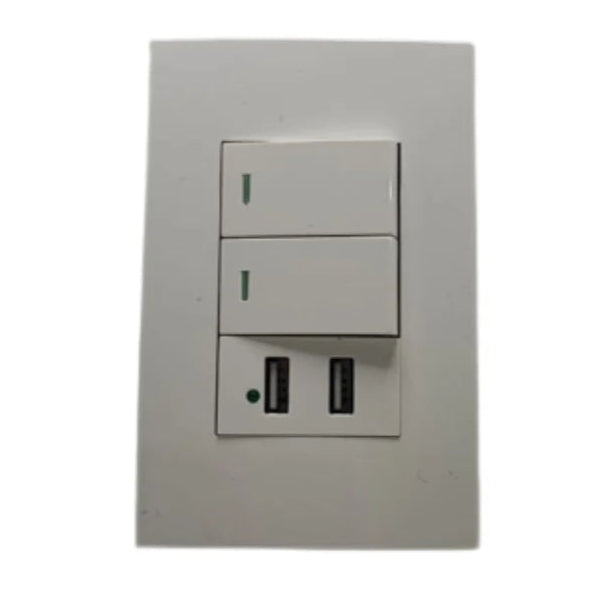 Tomada de Parede 110/250V com 2 Entradas USB e Interruptor 10A