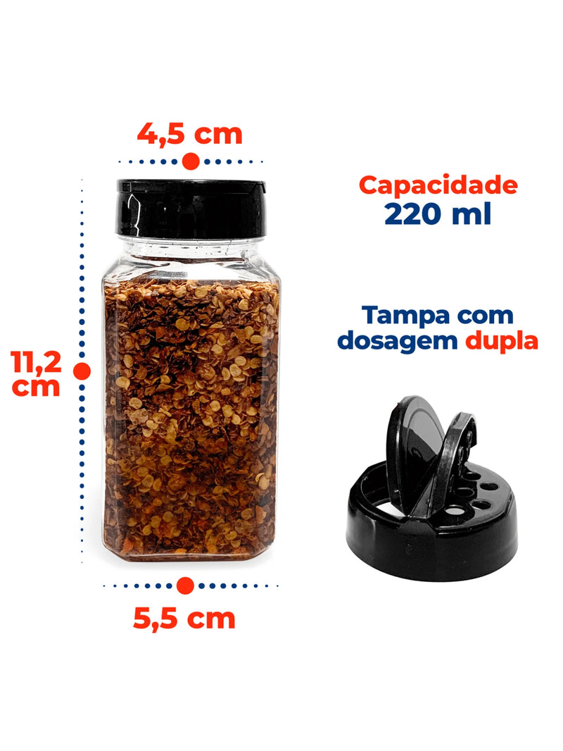 Kit Potes Temperos Tampa Dupla 10 Un - (220ml)
