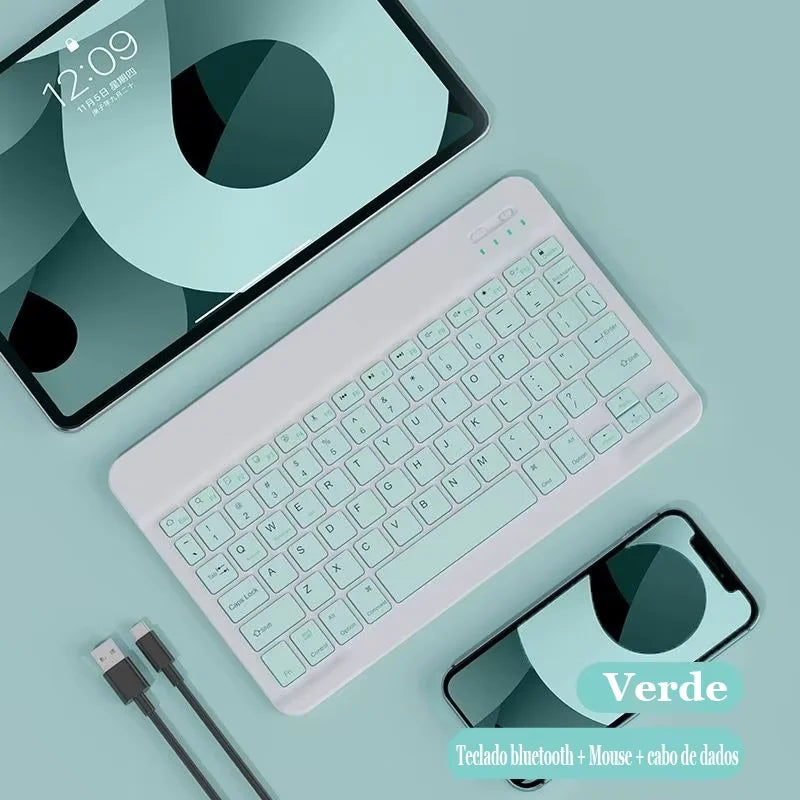 Teclado + Mouse Sem Fio Bluetooth Recarregável