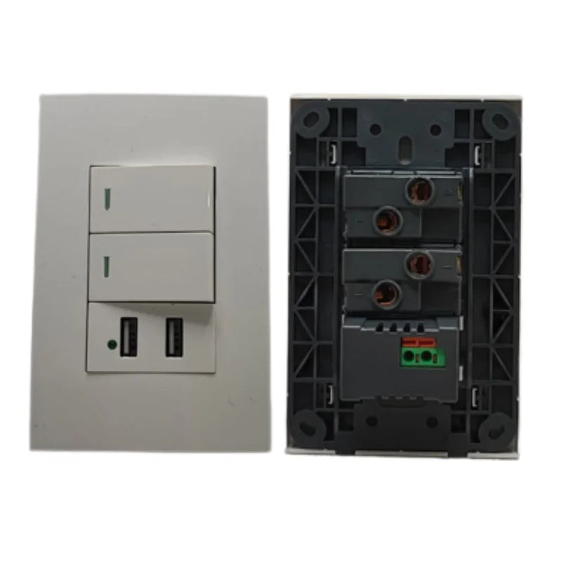 Tomada de Parede 110/250V com 2 Entradas USB e Interruptor 10A