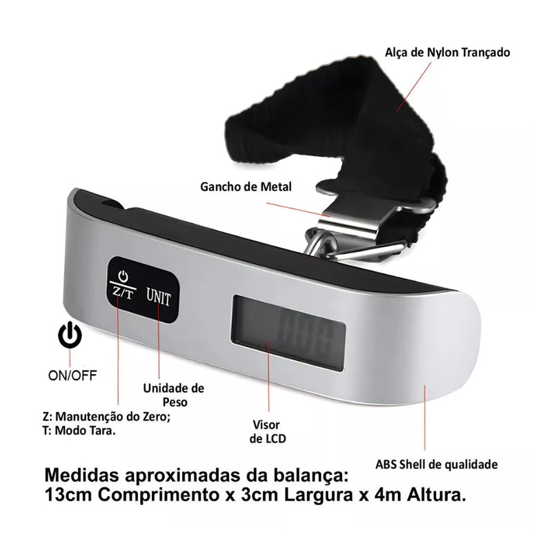 Balança Digital de Gancho Portátil 50Kg com Função Tara