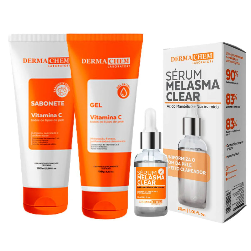 Kit Skincare -Clareador Melasma -Gel Facial Anti-Idade -Sabonete Facial Vitamina C 3un