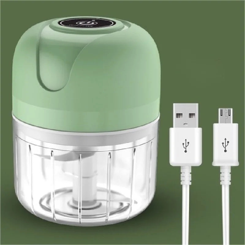 Mini Processador Elétrico Portátil Aço INOX 250ml USB com 3 lâminas