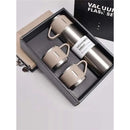 Kit Garrafa Térmica Inox 500ml + 3 Xícaras Bebidas Fria ou Quente