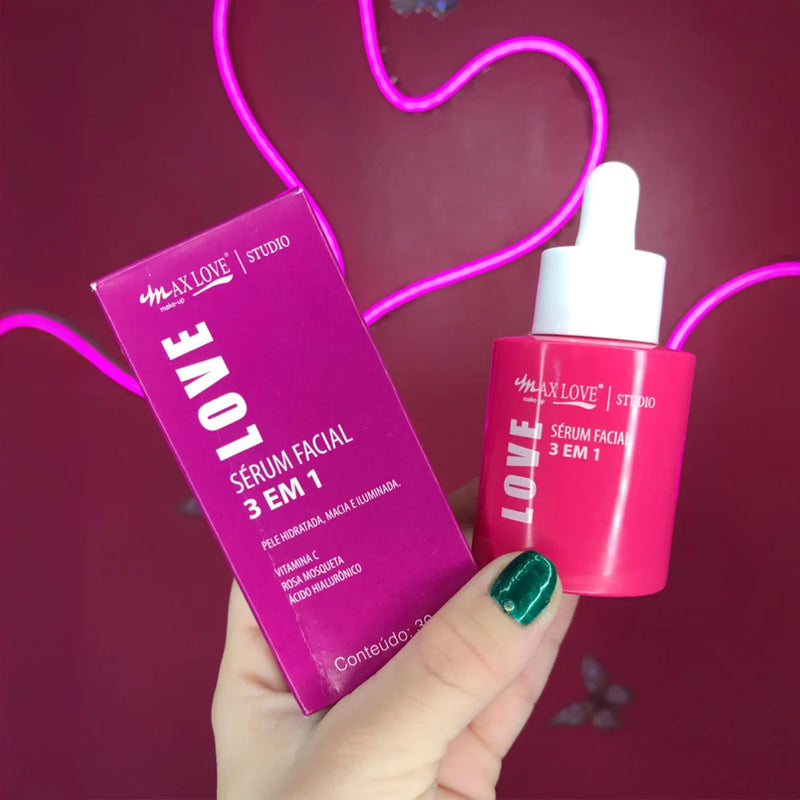Sérum Facial com Vitamina C e Ácido Hialurônico 30ml - 3 em 1 -Max Love