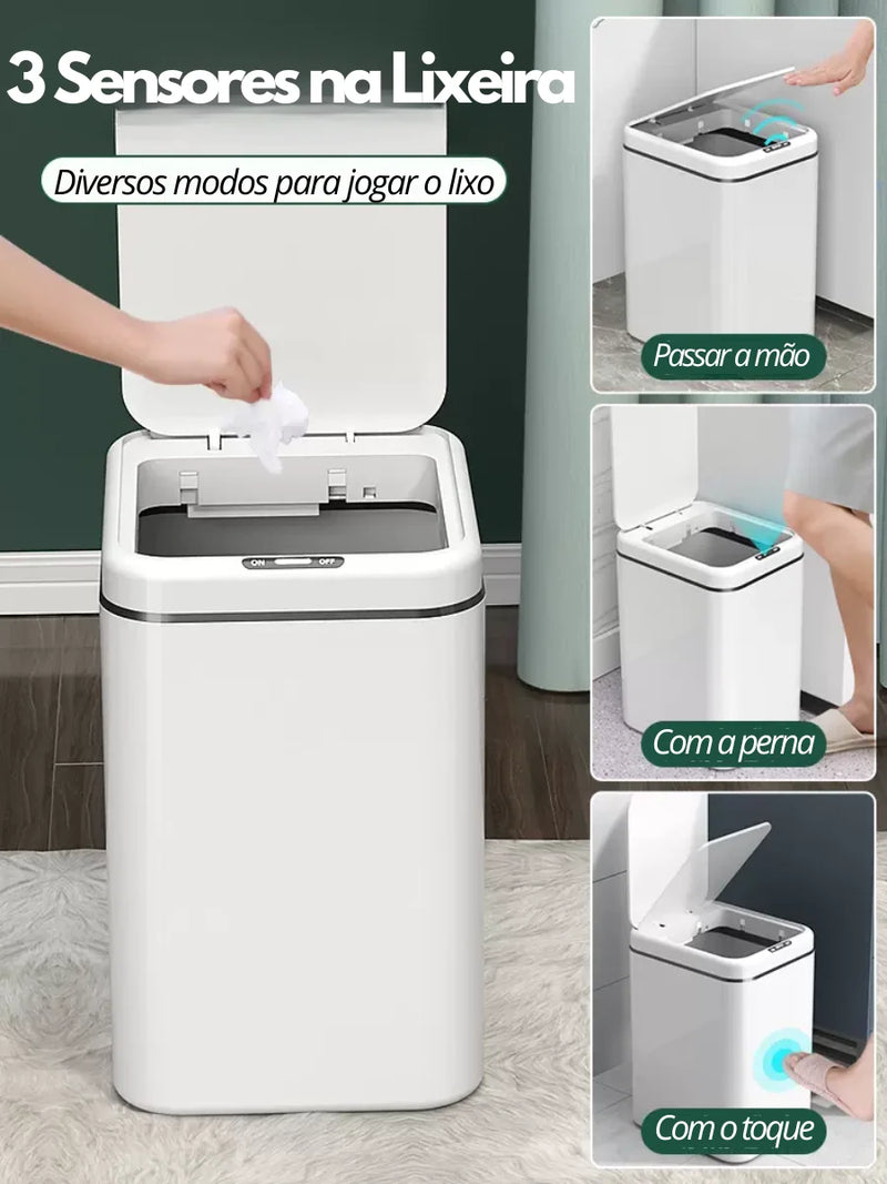 Lixeira Automática Inteligente 16L com Sensor de Movimento e Toque
