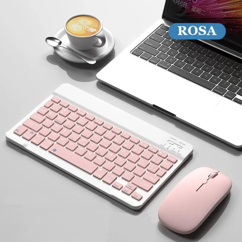 Teclado + Mouse Sem Fio Bluetooth Recarregável