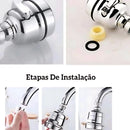 Bico Arejador Extensor Articulado Para Torneiras 360°  Aço Inox