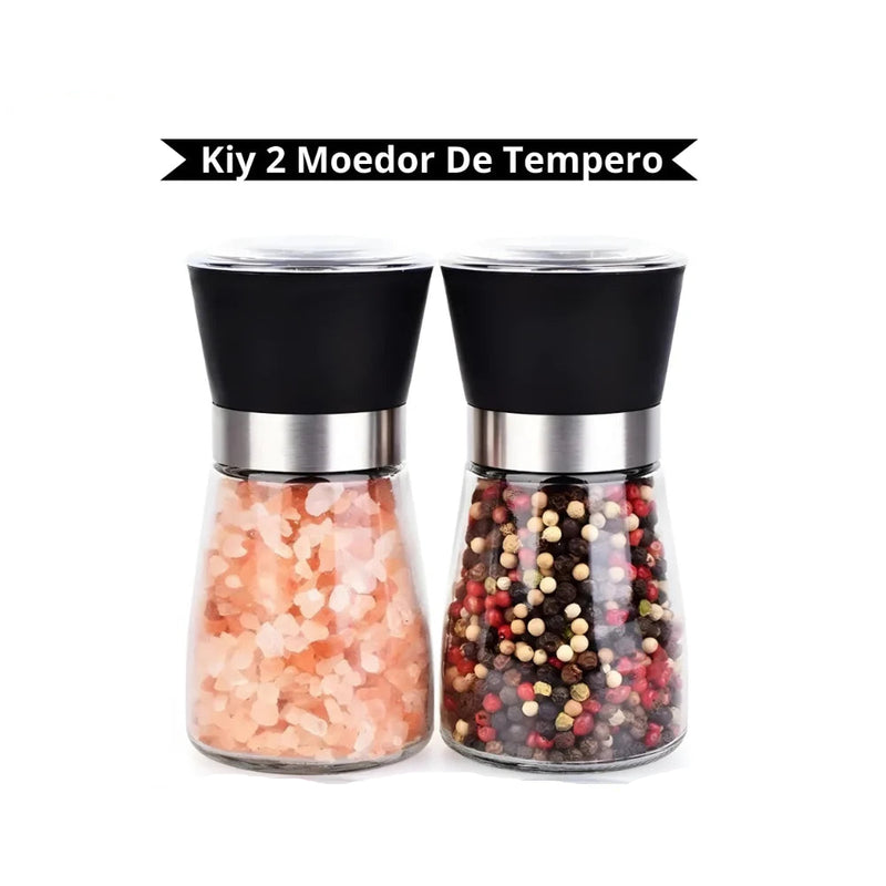 Moedor de Temperos em Vidro com Ajuste de Granulometria 170g - 2un