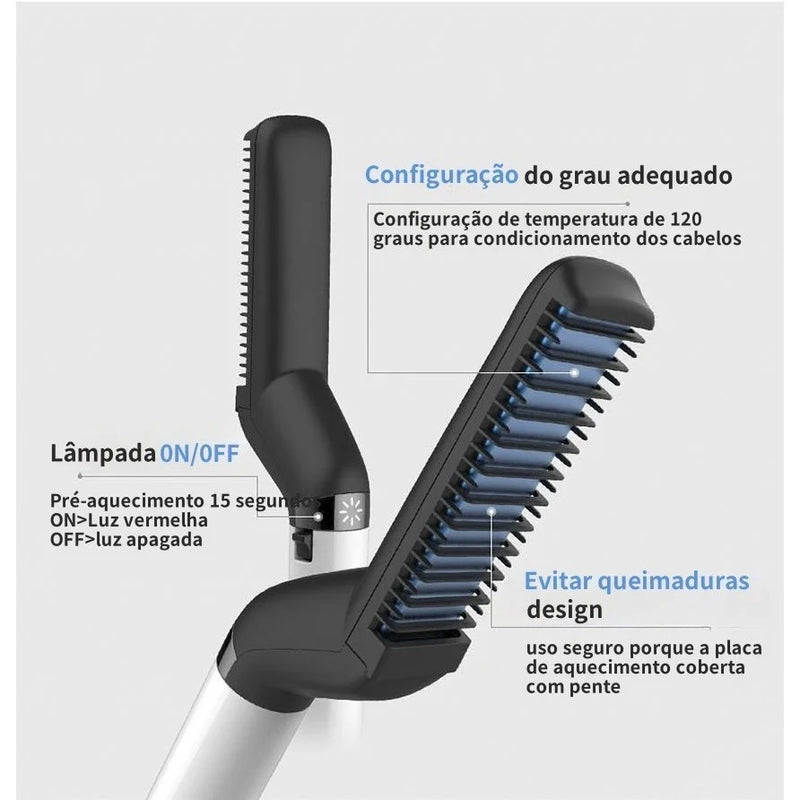 Chapinha Masculina 2 em 1 Prancha Modeladora e Alisadora de Cabelo e Barba