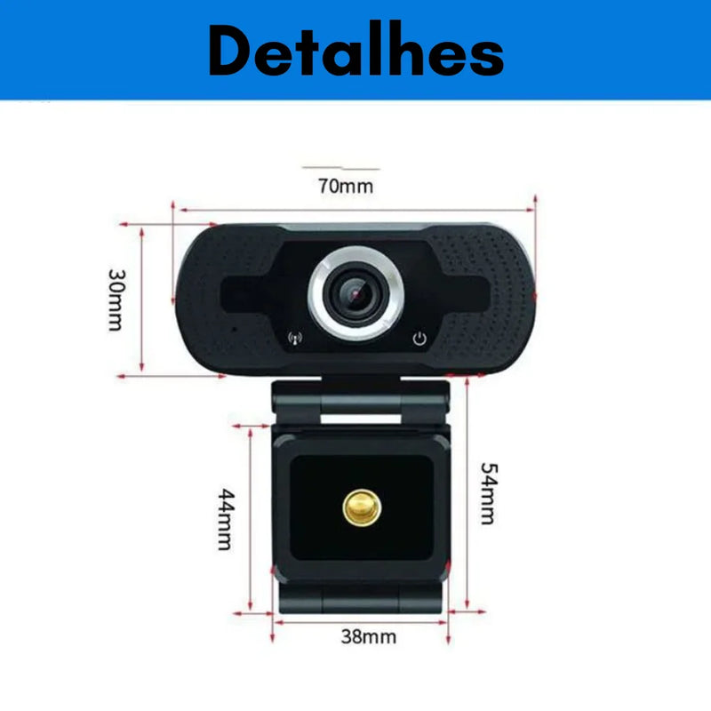 Webcam Full HD 1080p USB 2.0 Plug & Play para PC e Notebook