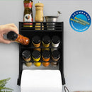 Porta Temperos com Suporte MDF  - Tampa Dosadora Dupla 130ml - 8un