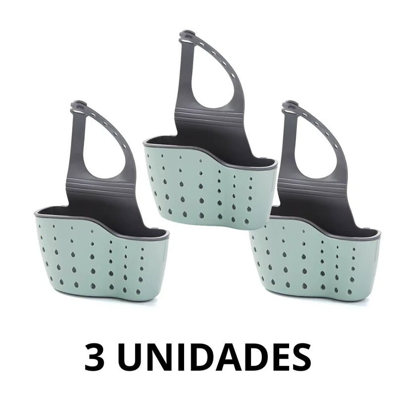 Kit 3 em 1 Escorredor Multifuncional para Lavar e Armazenar Alimentos