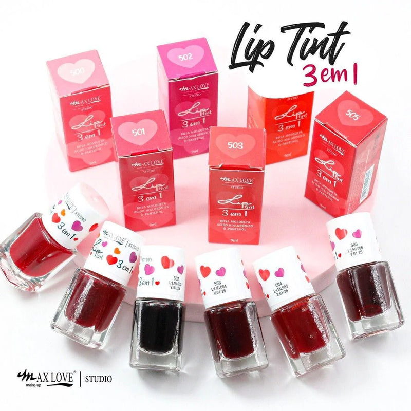 Lip Tint 3 em 1 Max Love com Ácido Hialurônico, Rosehip e D-Pantenol 9ml