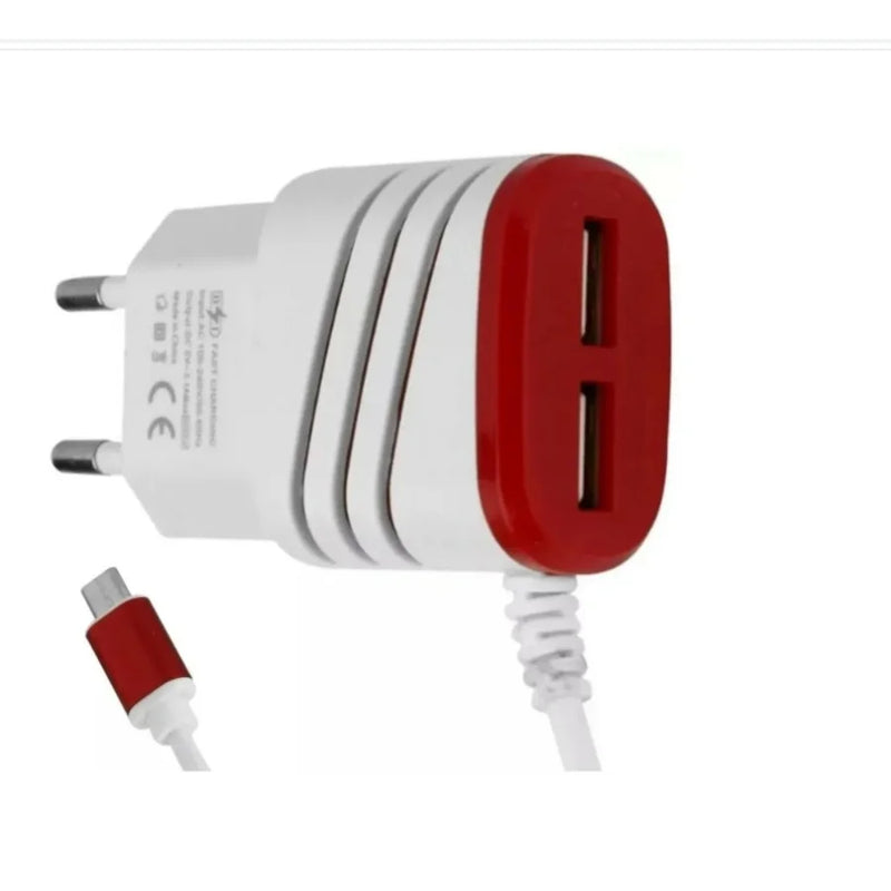 Carregador de Tomada 2 Entradas USB -Carregamento Rápido