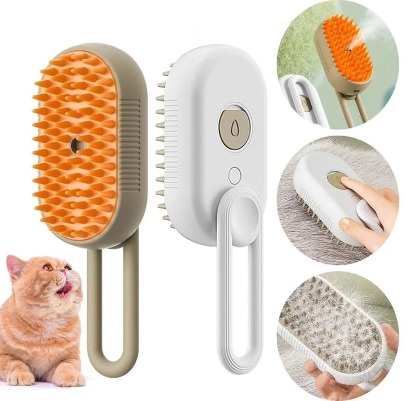 Pente Elétrico de Spray com Escova de Silicone - Recarregável