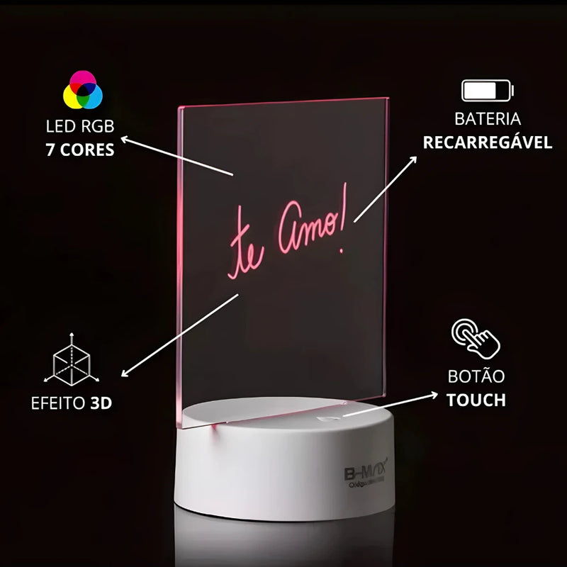 Luminária 3D Ilusão Óptica com Base LED – 7 Cores e Cabo USB Incluso
