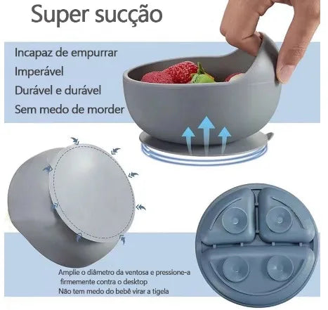 Kit Alimentação Infantil em Silicone com 8 Peças (BPA Free)