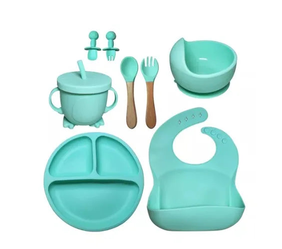 Kit Alimentação Infantil em Silicone com 8 Peças (BPA Free)