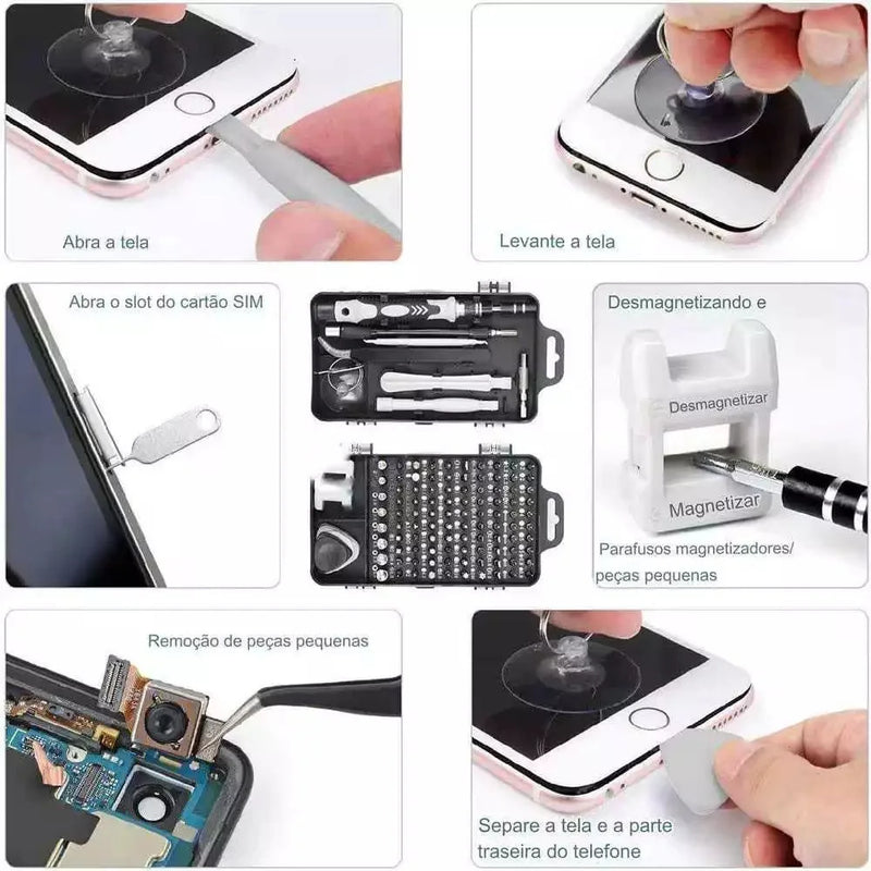 Conjunto De Ferramentas Mecânicas De Precisão -Celular -115 Peças