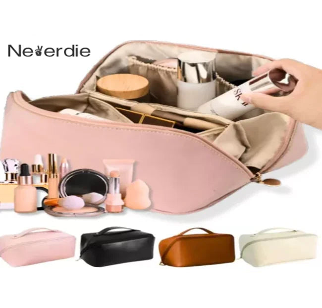 Necessaire Grande Capacidade -Couro Sintético. -Alta Qualidade