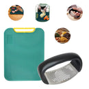 Kit de Tábua De Corte Antibacteriana + Amassador de Alho Aço Inox
