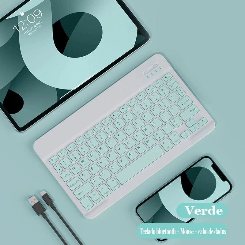Teclado + Mouse Sem Fio Bluetooth Recarregável