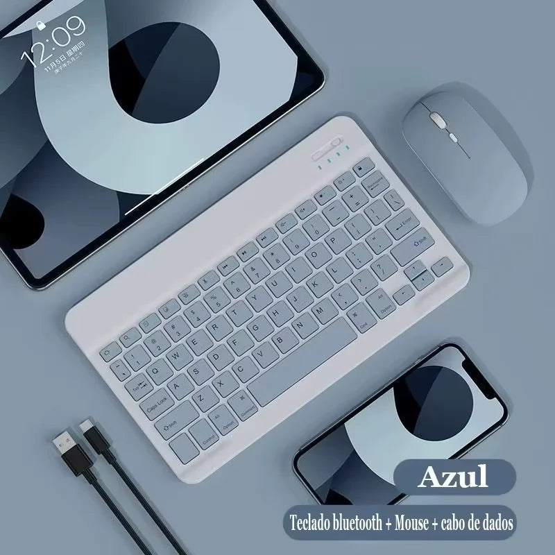 Teclado + Mouse Sem Fio Bluetooth Recarregável